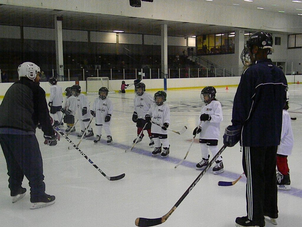 Kids on the blue line getting instructions